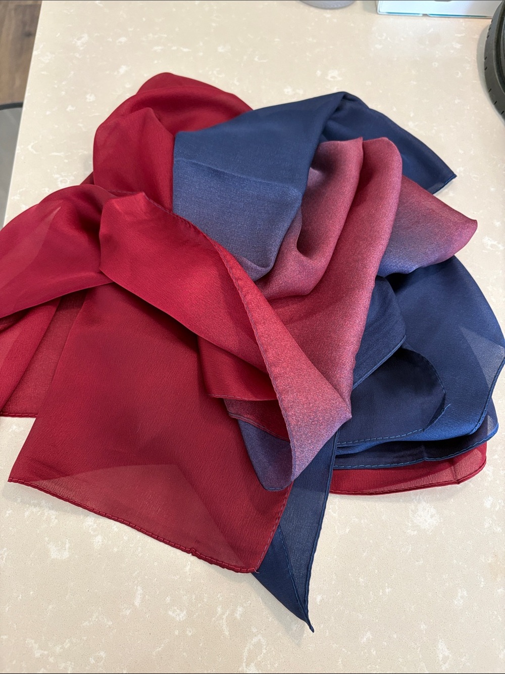 100% silk Scarf in Burgundy and Navy